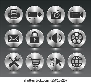 Digital Hardware and Internet Technology on Silver Round Buttons