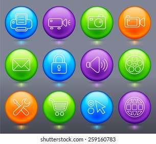 Digital Hardware and Internet Technology on Glow Round Buttons