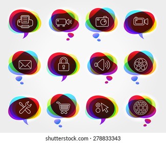 Digital Hardware and Internet Technology on  Color Speech Bubbles