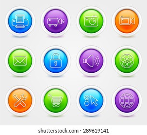 Digital Hardware and Internet Technology on  Color Round Buttons