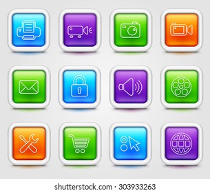 Digital Hardware and Internet Technology on Multi Color Square Buttons
