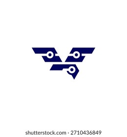 Digital Hawk Bird Spy Eye Flying Wings Tecnología de seguridad Vector de diseño de logotipo Abstractas