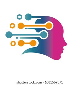 digitales Kopflogo. Logo des menschlichen Gesichts. Kopflogo. Vektorlogo. Vektorgrafik-Logo