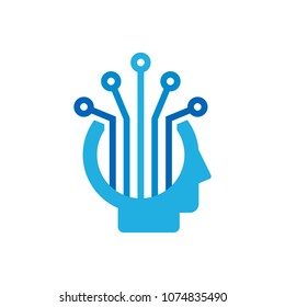 Digital Head Logo Icon Design