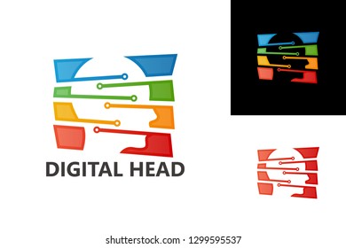 Digital Head Logo Template Design Vector, Emblem, Design Concept, Creative Symbol, Icon