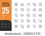 Digital Health Care Line Editable Icons set. Vector illustration in modern thin line style of medicine related icons: online consultation, health checkup, treatment, and more. 