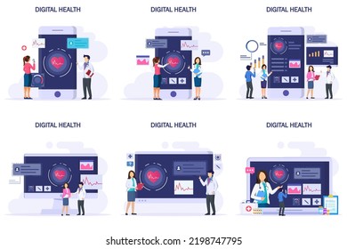 Digital health concept. Doctor looks at the patient's electronic chart on the electronic gadgets. Health care concept.