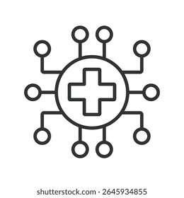 Saúde digital, ícone em design de linha. Saúde digital, telemedicina, e-saúde, saúde, tecnologia, cuidados remotos, aplicativo de saúde sobre vetor de fundo branco. Saúde digital, ícone de traçado editável