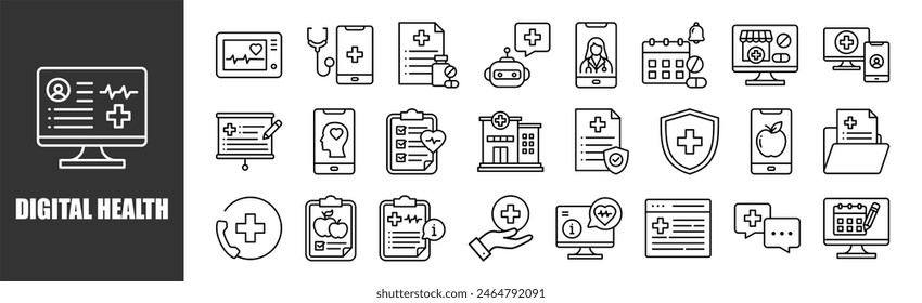 Digital Health icon set for design elements