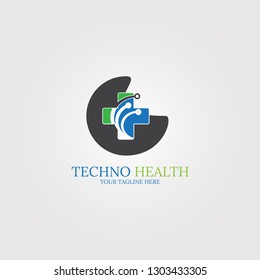 Digital health icon template, vector logo technology for business corporate, medical tech, creativity symbol, illustration -vector