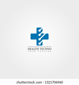 Digital health icon template, vector logo technology for business corporate, medical tech, creativity symbol, illustration -vector