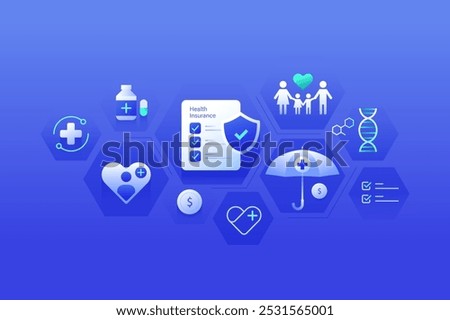 Digital Health Insurance Online Healthcare Life Protection Concept Background illustration