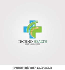 Digital health logo template, vector logo technology for business corporate, medical tech, creativity icon, illustration -vector