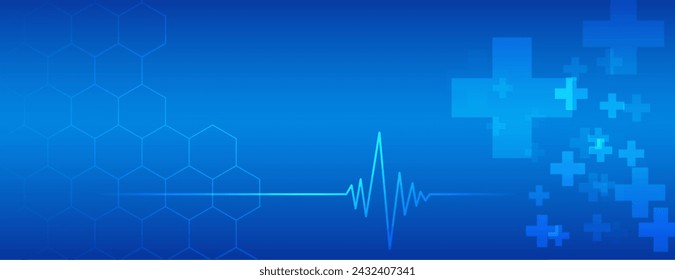 digital health and medical research background with heartbeat line vector