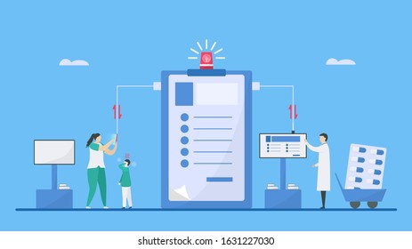 Digital health is mix of technologies such as AI, healthcare, living, and society to add more efficiency. it can helps doctor to decide precisely. Vector illustration in flat tiny style.