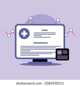 Digital health monitoring system displayed on computer screen, showcasing health data and analytics. This system facilitates for better patient management and healthcare service delivery concept