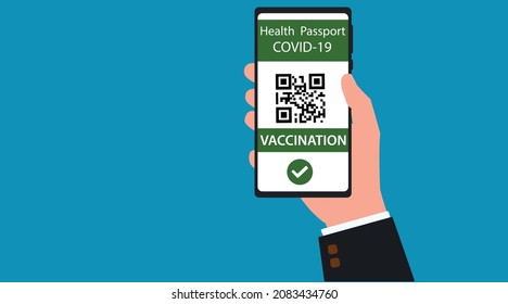 Digital Health Passport On Mobile Phone For Travel During The COVID-19 Pandemic. Vaccine Immunity On The Screen Of Your Smartphone. Corona Virus Vaccination Concept. Vaccination Card Concept.eps 10