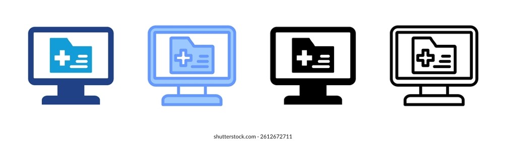 Digital Health Record icon set multiple style collection