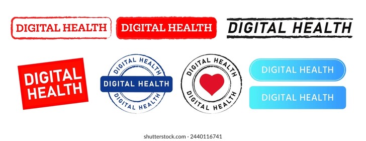 digital salud rectángulo círculo sello y botón signo para la tecnología internet salud médica