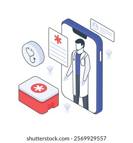 Digital Health Services isometric Colored illustration. EPS File stock illustration