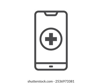 Digital healthcare line icon. Online medical consultation in smartphone. Isolated vector image in simple style