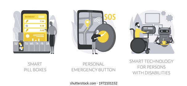 Digital healthcare support abstract concept vector illustrations.