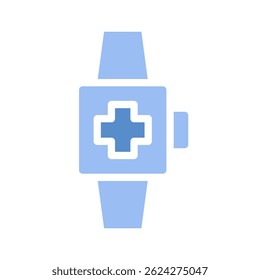 Digital healthcare wearable gadget illustration with cross for medical monitoring
