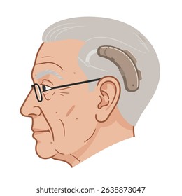Digital Hearing Aid Behind Elderly Ear Clear Sound Senior Communication Device