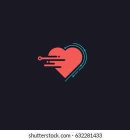 Digital Heart With Tech Lines Vector