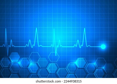 digitale Pulslinien des Herzschlages schwingen auf abstraktem Hintergrund.