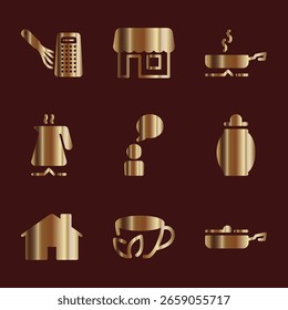 Digital Help Icons in Golden Gradient Theme

