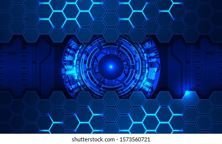Digital hexagon and circle Circuit Board Virtual Abstract Background Technology vector illustration