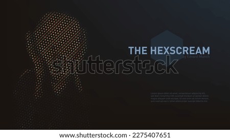 Digital Hexagon Halftone Pattern The Scream Picture Template. EPS10 Vector