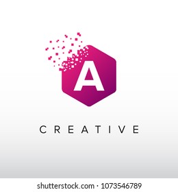Digital Hexagon. A Letter Designs Vector