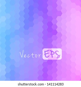 Digital hexagon pixel mosaic, bright, cyan, purple, blue color abstract vector  background