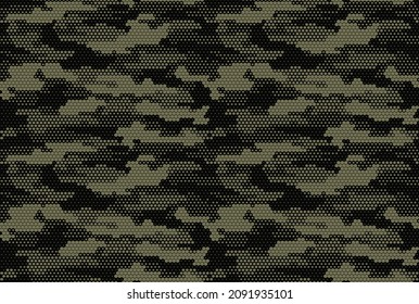 
Digital hexagonal camouflage, classic woodland texture, seamless pattern.