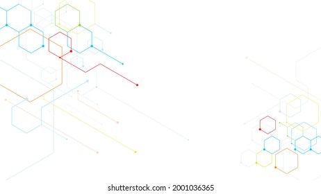 Digital hexagonal geometric tech elements abstract vector isometric background