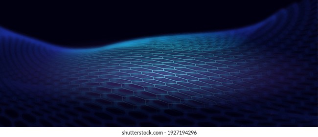 partículas hexagonales digitales. Ola futurista. Ilustración del vector de fondo de tecnología abstracta