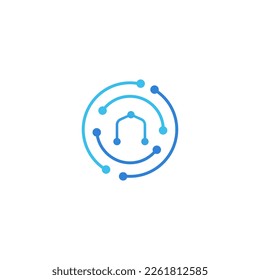 digital hi tech home, house, real estate logo design vector ideas inspiration with outline, modern and minimalistic styles. network security control of home maintenance logo business design template