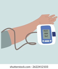 Monitor de pressão arterial alta digital. Medindo o prazer do sangue saúde Mão humana 