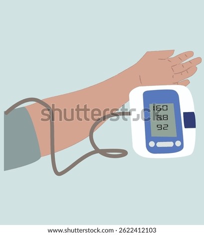 Digital High Blood Pressure Monitor.Measuring blood pleasure healthcare Human hand 