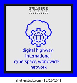 digital highway, worldwide network  vector icon