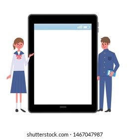 Digital home appliance tablet and student illustration