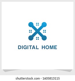 digital home logo design template, construction logo design vector