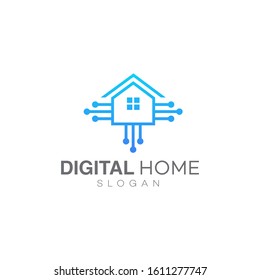 digital home logo design template