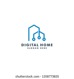 Digital Home logo template. House icon design vector illustration