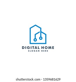 Digital Home logo template. House icon design vector illustration