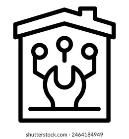 Digital home solutions icon outline vector. Smart installation. Modern house technology