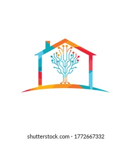 Digital Home vector logo design. Smart home icon.