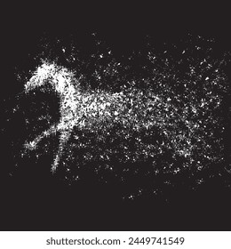 digital horse run abstract black and white suiteble for tshirt design or poster decoration